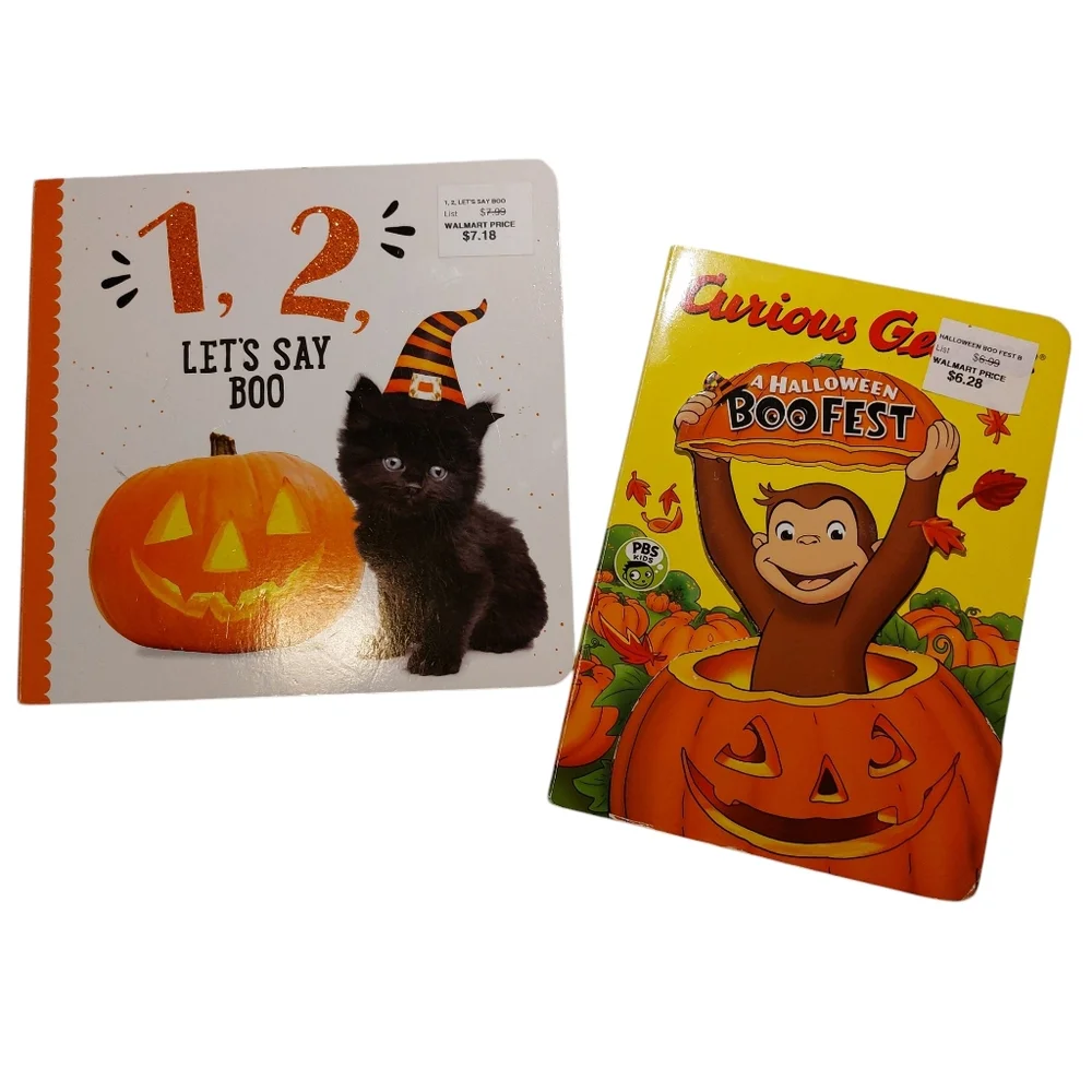Bundle of 2 Toddler Board Books Curious George and 1 2 3 Boo NWT Fall Halloween